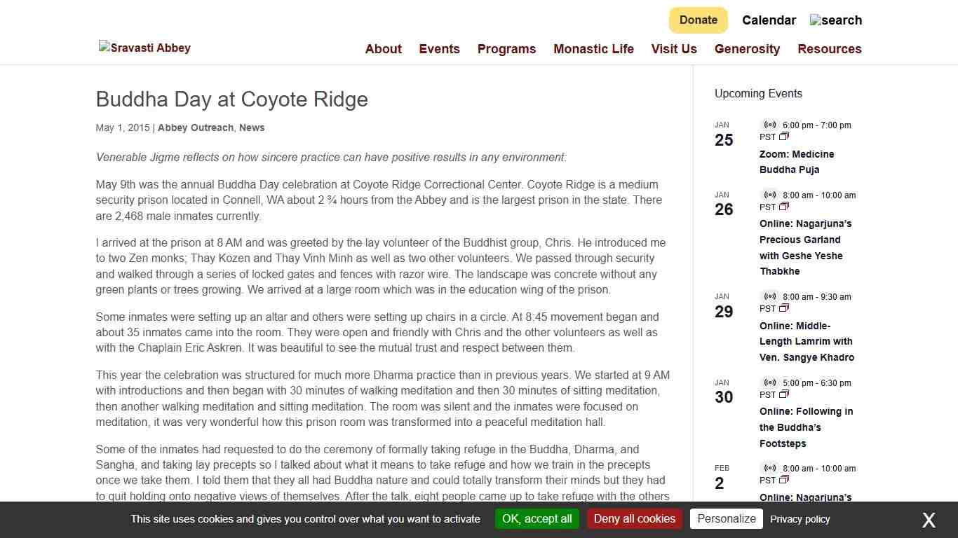 Buddha Day at Coyote Ridge - Sravasti Abbey - A Buddhist Monastery
